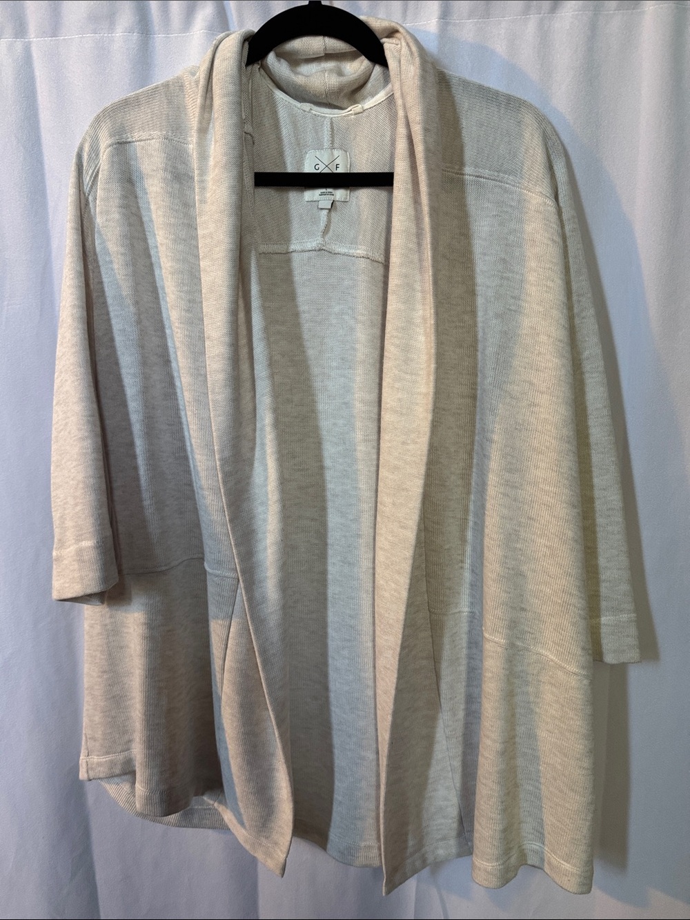 Gentle Fawn Open-Front Shawl Collar Cardigan in Light Beige